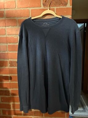 Cactus Navy Waffle-Knit Crewneck Thermal